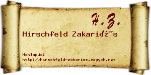 Hirschfeld Zakariás névjegykártya